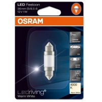 Автолампа галогенная OSRAM C5W FEST LED 4000K FESTOON T10,5X36 12V 1W (2шт.)